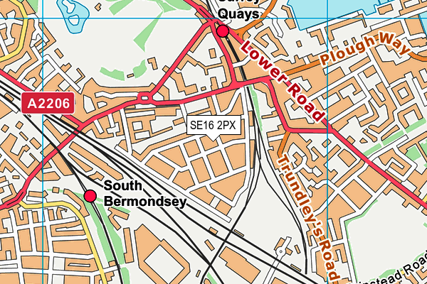 SE16 2PX map - OS VectorMap District (Ordnance Survey) SE16 2PX map - OS VectorMap District (Ordnance Survey)