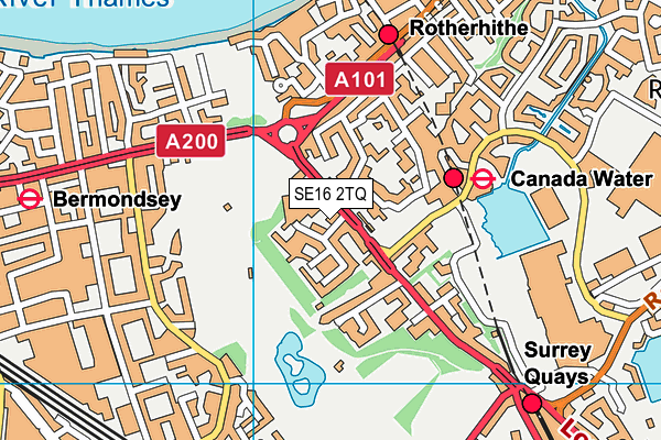 SE16 2TQ map - OS VectorMap District (Ordnance Survey)