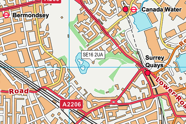 SE16 2UA map - OS VectorMap District (Ordnance Survey)