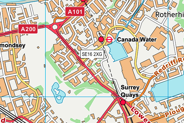 SE16 2XG map - OS VectorMap District (Ordnance Survey)