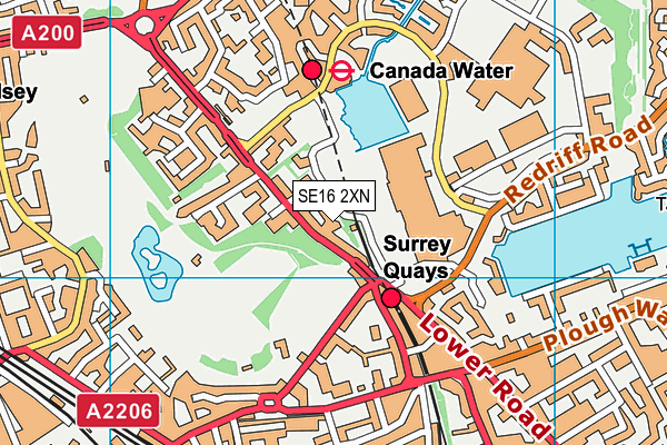 SE16 2XN map - OS VectorMap District (Ordnance Survey)