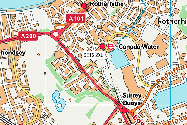 SE16 2XU map - OS VectorMap District (Ordnance Survey)