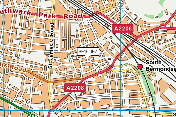SE16 3EZ map - OS VectorMap District (Ordnance Survey)