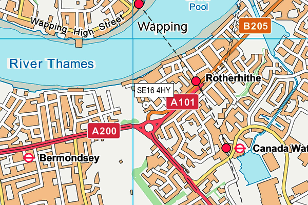 SE16 4HY map - OS VectorMap District (Ordnance Survey)