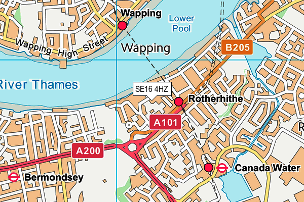 SE16 4HZ map - OS VectorMap District (Ordnance Survey) SE16 4HZ map - OS VectorMap District (Ordnance Survey)