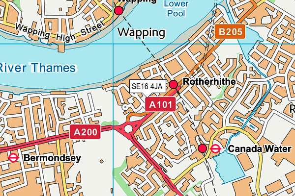 SE16 4JA map - OS VectorMap District (Ordnance Survey)