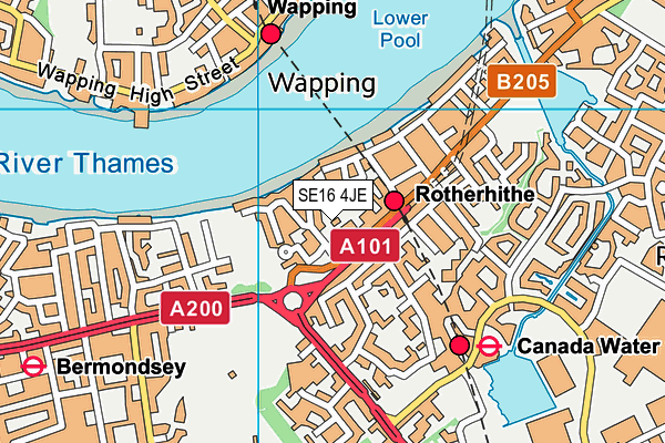 SE16 4JE map - OS VectorMap District (Ordnance Survey) SE16 4JE map - OS VectorMap District (Ordnance Survey)