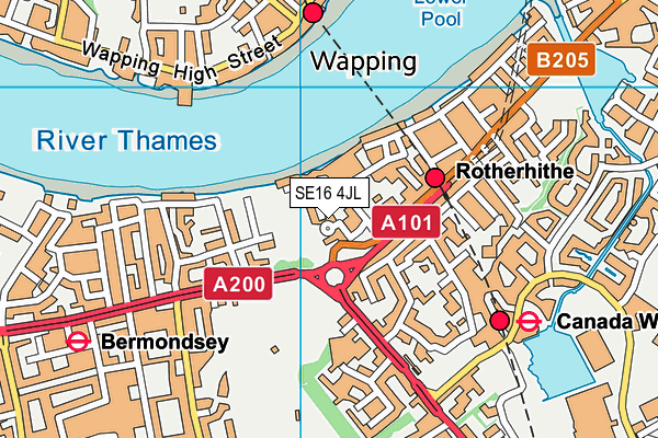 SE16 4JL map - OS VectorMap District (Ordnance Survey)