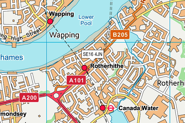 SE16 4JN map - OS VectorMap District (Ordnance Survey) SE16 4JN map - OS VectorMap District (Ordnance Survey)