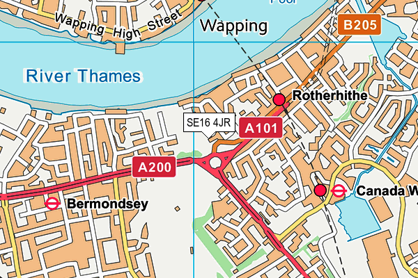 SE16 4JR map - OS VectorMap District (Ordnance Survey)