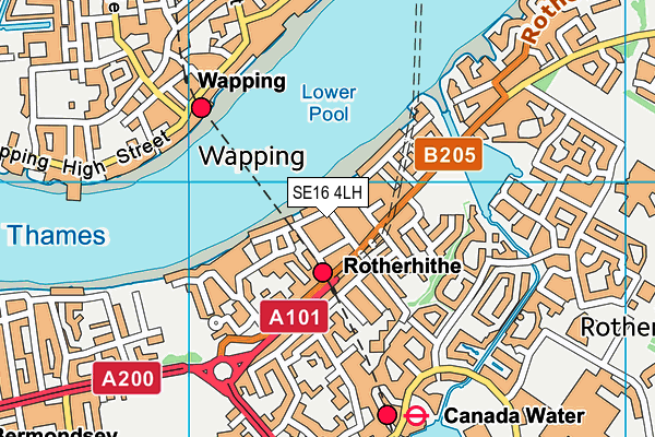 SE16 4LH map - OS VectorMap District (Ordnance Survey) SE16 4LH map - OS VectorMap District (Ordnance Survey)