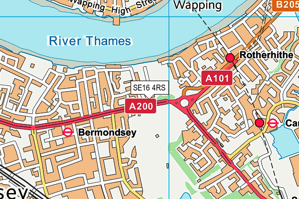 SE16 4RS map - OS VectorMap District (Ordnance Survey)