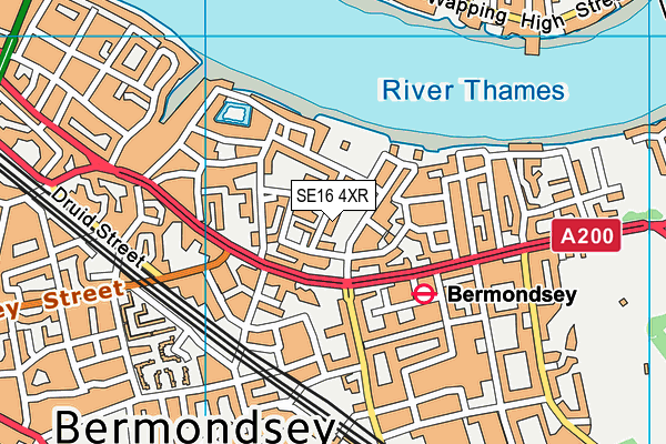 SE16 4XR map - OS VectorMap District (Ordnance Survey)