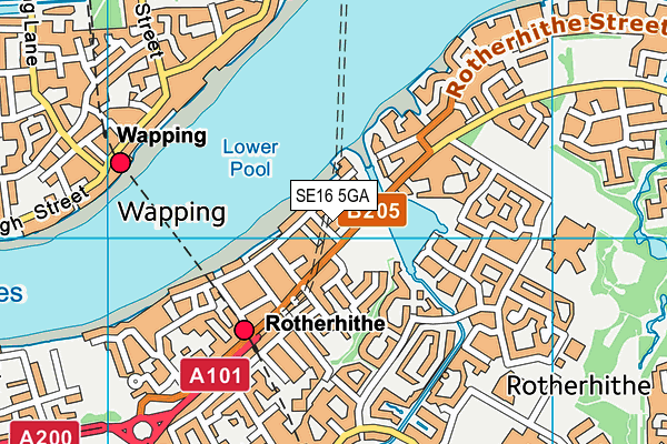 SE16 5GA map - OS VectorMap District (Ordnance Survey) SE16 5GA map - OS VectorMap District (Ordnance Survey)