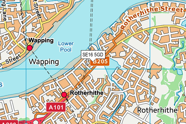 SE16 5GD map - OS VectorMap District (Ordnance Survey) SE16 5GD map - OS VectorMap District (Ordnance Survey)