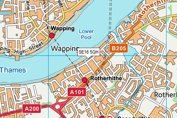 SE16 5QH map - OS VectorMap District (Ordnance Survey) SE16 5QH map - OS VectorMap District (Ordnance Survey)