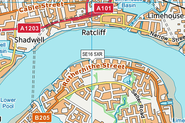 SE16 5XR map - OS VectorMap District (Ordnance Survey) SE16 5XR map - OS VectorMap District (Ordnance Survey)