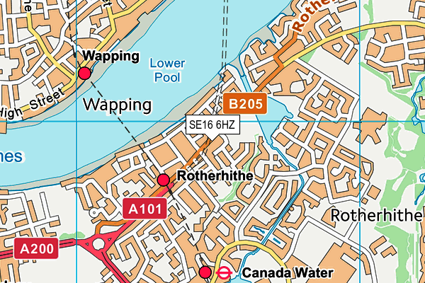 SE16 6HZ map - OS VectorMap District (Ordnance Survey) SE16 6HZ map - OS VectorMap District (Ordnance Survey)