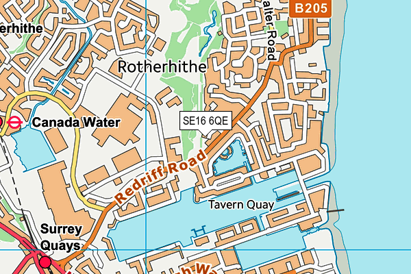 SE16 6QE map - OS VectorMap District (Ordnance Survey)