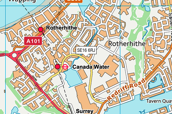 SE16 6RJ map - OS VectorMap District (Ordnance Survey)