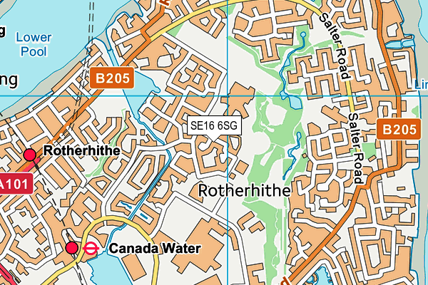 SE16 6SG map - OS VectorMap District (Ordnance Survey)