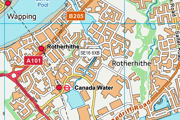 SE16 6XB map - OS VectorMap District (Ordnance Survey)