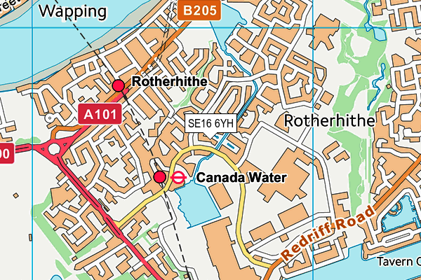 SE16 6YH map - OS VectorMap District (Ordnance Survey)