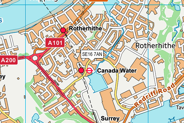 SE16 7AN map - OS VectorMap District (Ordnance Survey)