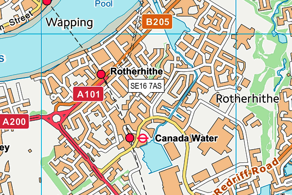 SE16 7AS map - OS VectorMap District (Ordnance Survey) SE16 7AS map - OS VectorMap District (Ordnance Survey)