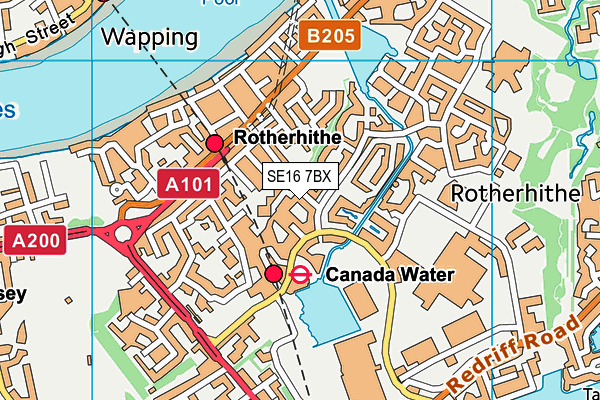 SE16 7BX map - OS VectorMap District (Ordnance Survey) SE16 7BX map - OS VectorMap District (Ordnance Survey)