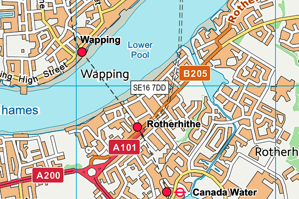 SE16 7DD map - OS VectorMap District (Ordnance Survey) SE16 7DD map - OS VectorMap District (Ordnance Survey)