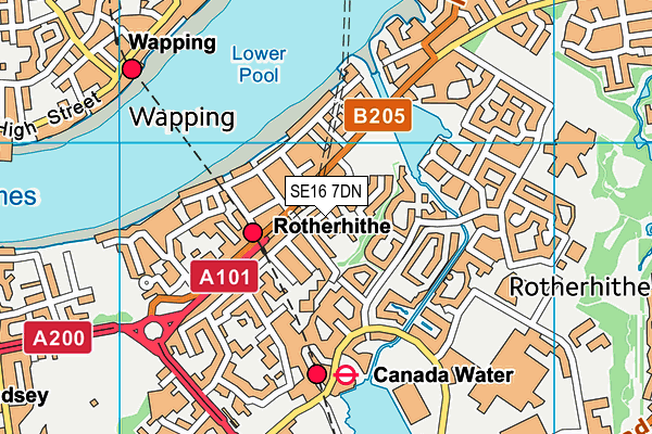 SE16 7DN map - OS VectorMap District (Ordnance Survey)