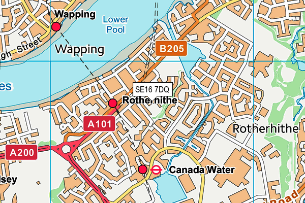 SE16 7DQ map - OS VectorMap District (Ordnance Survey) SE16 7DQ map - OS VectorMap District (Ordnance Survey)