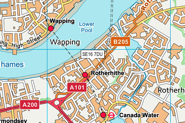 SE16 7DU map - OS VectorMap District (Ordnance Survey)