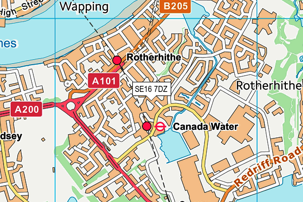 SE16 7DZ map - OS VectorMap District (Ordnance Survey) SE16 7DZ map - OS VectorMap District (Ordnance Survey)