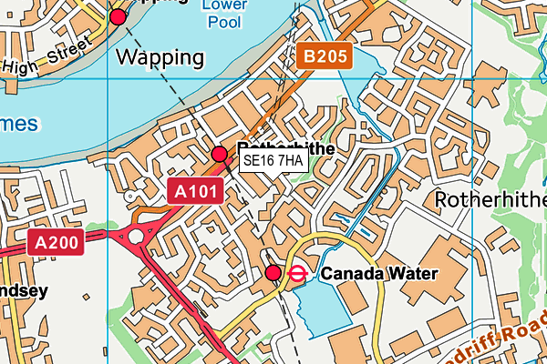 SE16 7HA map - OS VectorMap District (Ordnance Survey) SE16 7HA map - OS VectorMap District (Ordnance Survey)