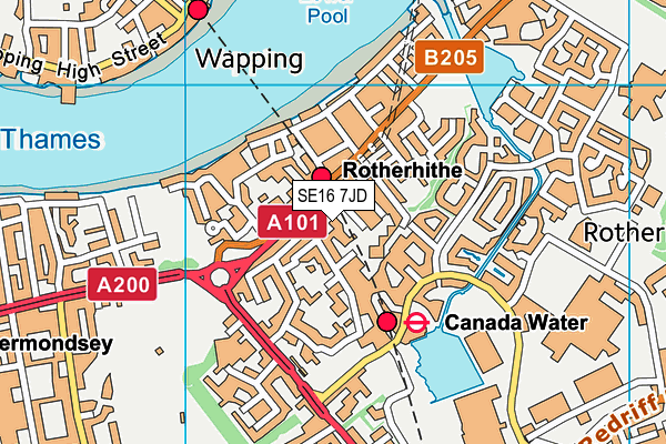 SE16 7JD map - OS VectorMap District (Ordnance Survey) SE16 7JD map - OS VectorMap District (Ordnance Survey)