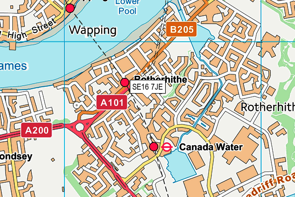 SE16 7JE map - OS VectorMap District (Ordnance Survey) SE16 7JE map - OS VectorMap District (Ordnance Survey)