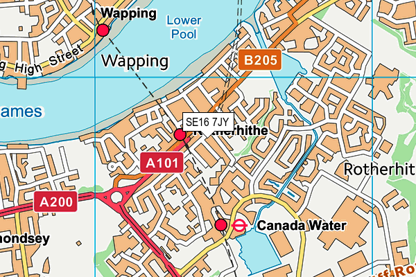 SE16 7JY map - OS VectorMap District (Ordnance Survey)