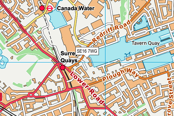 SE16 7WG map - OS VectorMap District (Ordnance Survey)