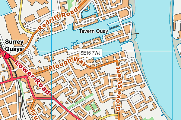 SE16 7WJ map - OS VectorMap District (Ordnance Survey) SE16 7WJ map - OS VectorMap District (Ordnance Survey)
