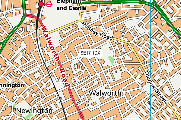 SE17 1DX map - OS VectorMap District (Ordnance Survey) SE17 1DX map - OS VectorMap District (Ordnance Survey)
