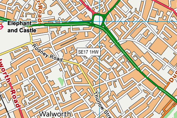 SE17 1HW map - OS VectorMap District (Ordnance Survey) SE17 1HW map - OS VectorMap District (Ordnance Survey)