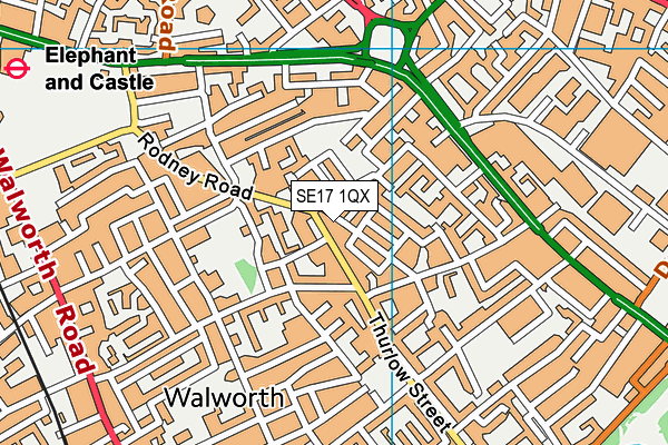 SE17 1QX map - OS VectorMap District (Ordnance Survey) SE17 1QX map - OS VectorMap District (Ordnance Survey)