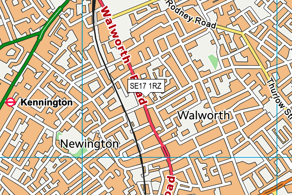 SE17 1RZ map - OS VectorMap District (Ordnance Survey)