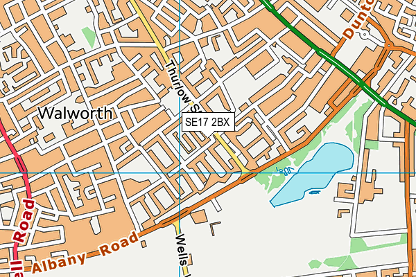 SE17 2BX map - OS VectorMap District (Ordnance Survey) SE17 2BX map - OS VectorMap District (Ordnance Survey)