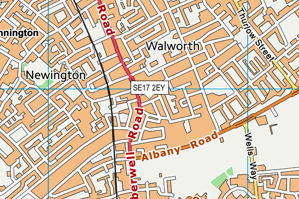 SE17 2EY map - OS VectorMap District (Ordnance Survey) SE17 2EY map - OS VectorMap District (Ordnance Survey)