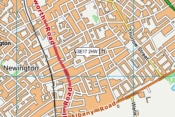 SE17 2HW map - OS VectorMap District (Ordnance Survey) SE17 2HW map - OS VectorMap District (Ordnance Survey)
