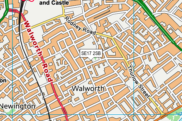 SE17 2SB map - OS VectorMap District (Ordnance Survey) SE17 2SB map - OS VectorMap District (Ordnance Survey)