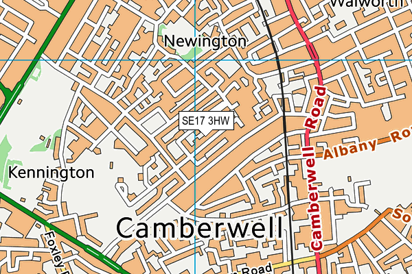 SE17 3HW map - OS VectorMap District (Ordnance Survey) SE17 3HW map - OS VectorMap District (Ordnance Survey)